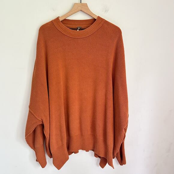 Free People Oversized Easy Street Ribbed Tunic Size L Orange - Picture 1 of 6